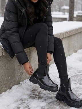 NWOT Nature Breeze Black Chunky Ankle Boots
